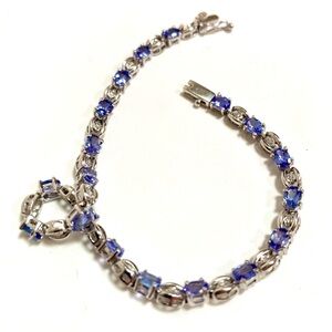 Elegant 14k White Gold Tanzanite & Diamond 7” Tennis Bracelet - Like NEW